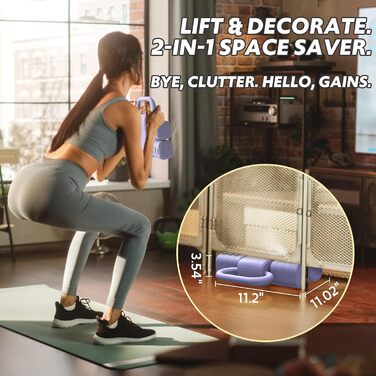 Регульований набір гантелей 2 шт. 4-в-1: гантелі для жінок з швидким регулюванням (0.9-2.3 кг), фіолетовий