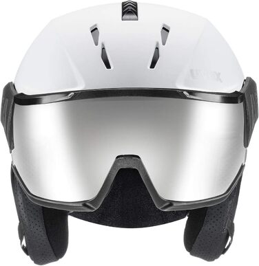 Лижний шолом uvex instinct visor з візором для жінок і чоловіків, біло-чорний матовий, розмір 56-58 см, індивідуальне регулювання