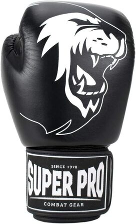 Боксерські рукавички Super Pro Warrior для дорослих, унісекс, чорні/білі, 10 унцій