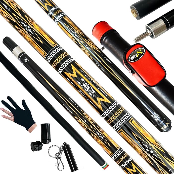 Професійний більярдний кий Aureate 21 oz з кейсом, канадський клен, 13 мм наконечник, 147,3 см, вага 18,19,20,21,22 г, блакитний, чорний, червоний, сірий, зелений