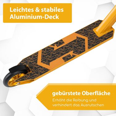 COSTWAY Стантер скутер з 360° поворотом, колеса 110 мм PU, підшипники ABEC-7, алюмінієва дека, вантажопідйомність 100 кг, для дітей від 10 років, жовтий