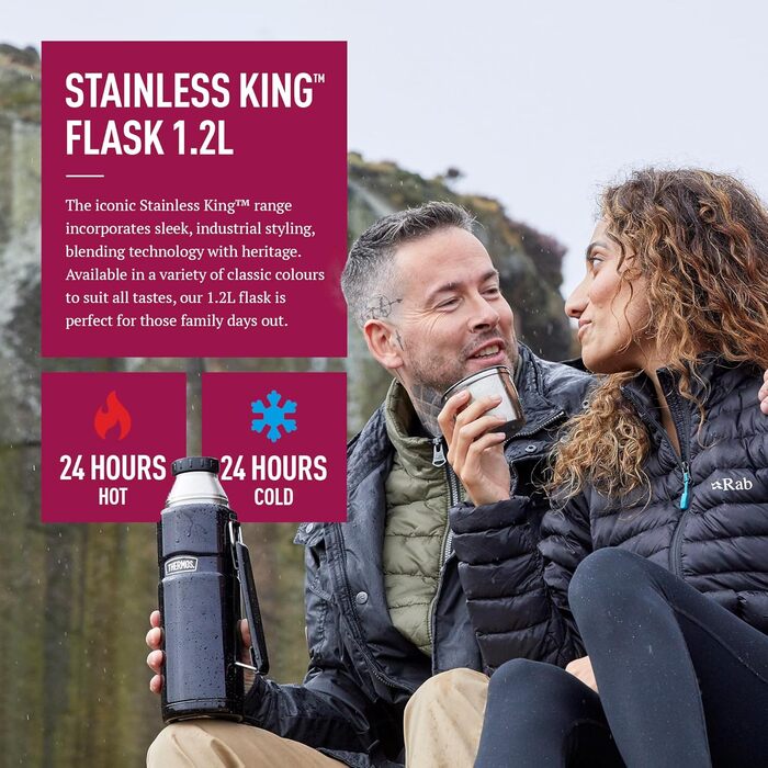 Термос Thermos Stainless King 1200 мл, нержавіюча сталь, силікон, пластик, колір малиновий