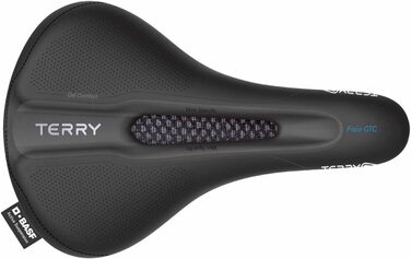 Велосипедне сідло Terry Fisio GTC Gel Max для чоловіків, чорне, гелеве, з мікрофіброю DuraLux, сталеві рейки, ширина 12-15 см
