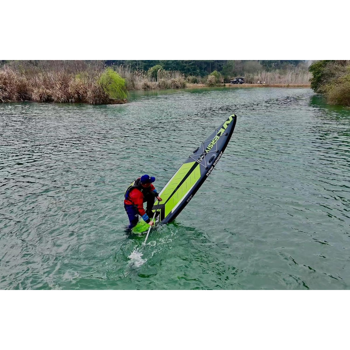 Надувний SUP Борд 380см для Турингу та Перегонів – Стабільний Станд Ап Падл Борд з високою вантажопідйомністю. Комплект Allround SUP з кріпленням для Action-Cam, підходить для йоги та риболовлі. Зелений 380*76см