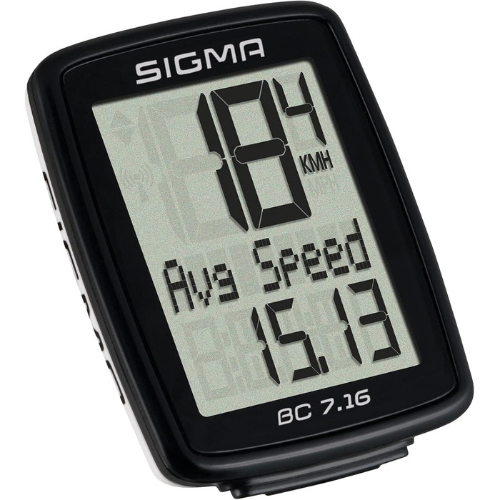 Велокомп'ютер Sigma BC 7.16 Schwarz, дротовий, для велосипеда