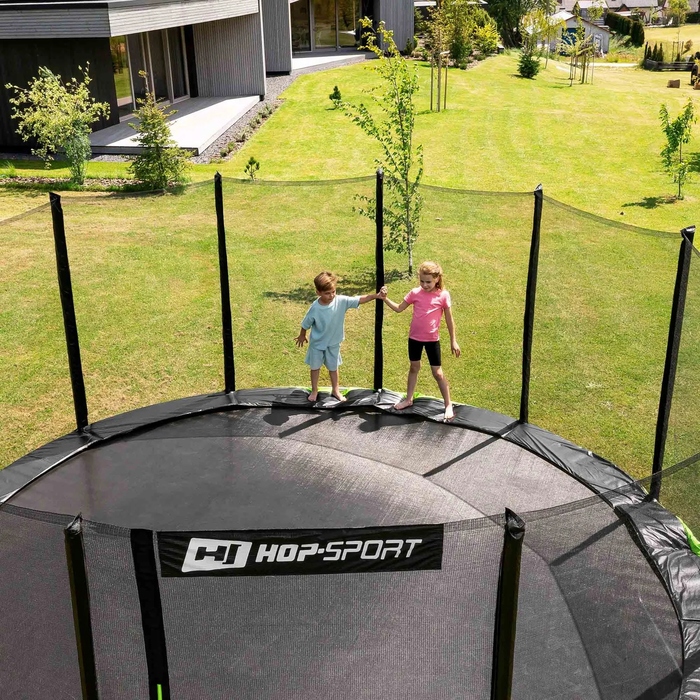 Батут із зовнішньою сіткою Hop-Sport 16ft (488 см), чорно-зелений