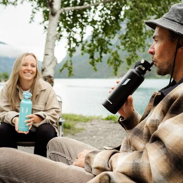 Термокружка-термос Super Sparrow з нержавіючої сталі з трубочкою, 350мл, 500мл, 750мл, 1л, 1.2л, BPA-Free, для спорту, подорожей, школи, активного відпочинку (1000 мл, C- блакитний)