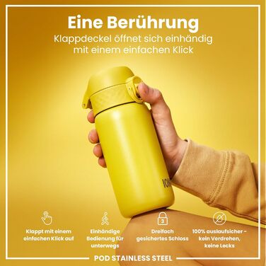 Дитяча пляшка для води ion8 Evo, 400 мл, нержавіюча сталь, жовта