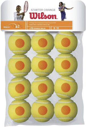 Тенісні м'ячі Wilson Starter Orange для дітей, жовто-оранжеві, 12 шт. + Starter Play Green для дітей і підлітків, жовті, 4 шт.
