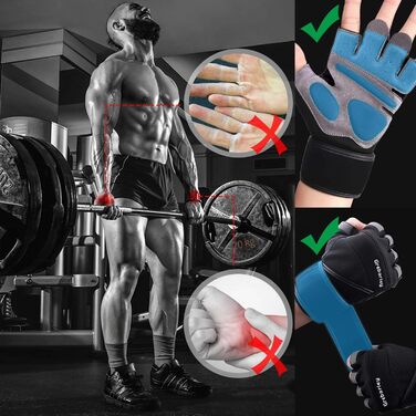 Рукавички для фітнесу Grebarley XL (довгі) для тренувань: силові, бодібілдинг, кросфіт