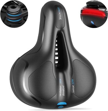 Велосипедне сідло для чоловіків та жінок, гелеве, з подвійною амортизацією, ергономічне, комфортне, для міських велосипедів та гірських велосипедів, блакитне, з інструментами для швидкої установки