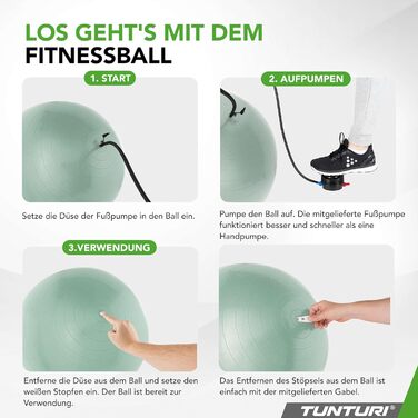 Фітнес-м'яч Tunturi Anti-Burst з насосом: фітбол, м'яч для йоги, пілатесу та вагітності. Макс. вага 220 кг, додаток для тренувань, червоний (діаметр 65/75 см)