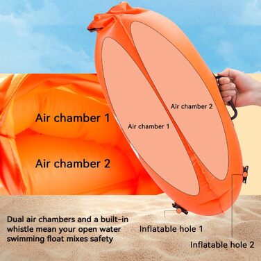 Буя для плавання 28L Schwimmen Boje Schleppschwimmer: Яскрава буя для відкритої води, Dry Bag, водонепроникна, надувна, з ПВХ, для триатлонів, помаранчевого кольору