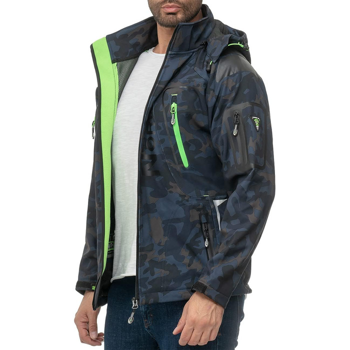 Чоловіча куртка Geographica Norway Softshell, функціональна, для активного відпочинку та туризму, дихаюча, колір: темно-синій/камуфляжний, артикул: 03