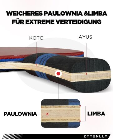 Набір ракетки для настільного тенісу, карбонова технологія, 7 шарів, для професіоналів, захисний чохол