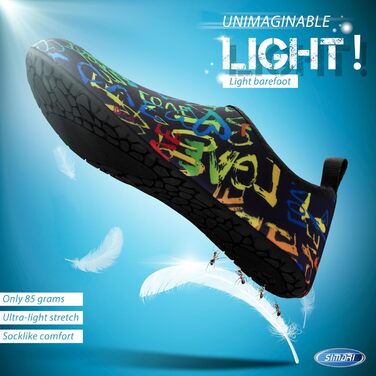 SIMARI Водні черевики для жінок та чоловіків, швидковисихаючі, шкарпетки для плавання, пляжні та спортивні черевики, аквашузи, SWS001, чорний, 46/47 EU