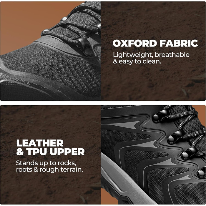 Чоловічі водонепроникні трекінгові черевики NORTIV 8 для хайкінгу та кемпінгу, чорно-сі, 43.5 EU