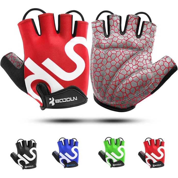 Велосипедні рукавички чоловічі Daen Soer - рукавички напівпальці для гірського велосипеда, шосе, даунхілу, повсякденного використання (червоні, M)