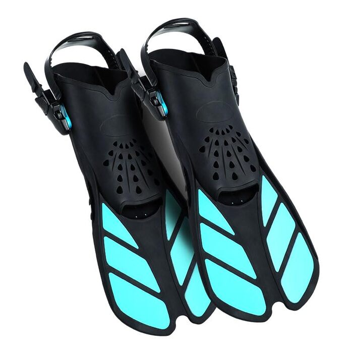 Ласти для плавання Schnorchelflossen S/M (37-41) Cyan: професійні ласти для снорклінгу та дайвінгу з регульованим ремінцем, PP+TPR