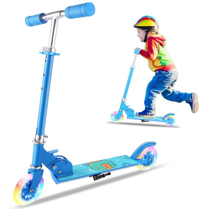 Самокат Kinderroller складний, алюмінієвий, для дітей 3-8 років, синій (PU колеса)