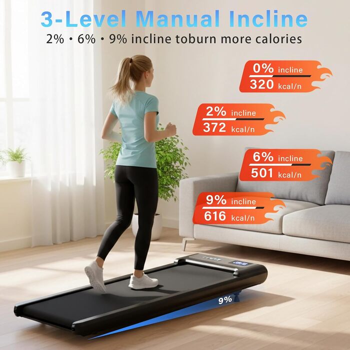 Компактна доріжка для ходьби TODO Walking Pad з нахилом для дому та офісу, швидкість 1–6 км/год, срібляста