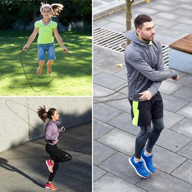 Стрибкова скакалка Coniflor 2-в-1 для жінок, чоловіків та дітей - без перекручування, з підшипниками та зручними ручками для швидких фітнес-тренувань, чорна