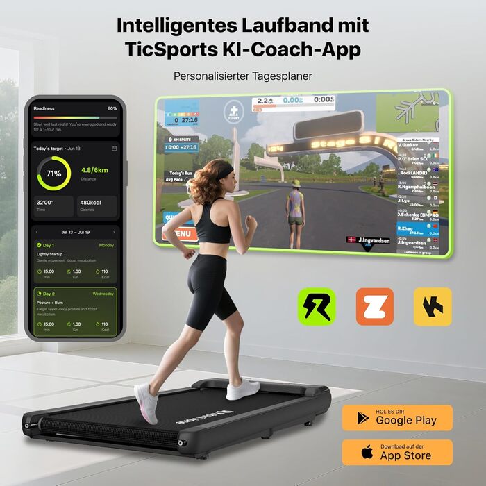 Walking Pad Smart KI: компактний біговий тренажер 2-в-1 для дому та офісу | LED-дисплей, пульт керування, 6 км/год, до 120 кг
