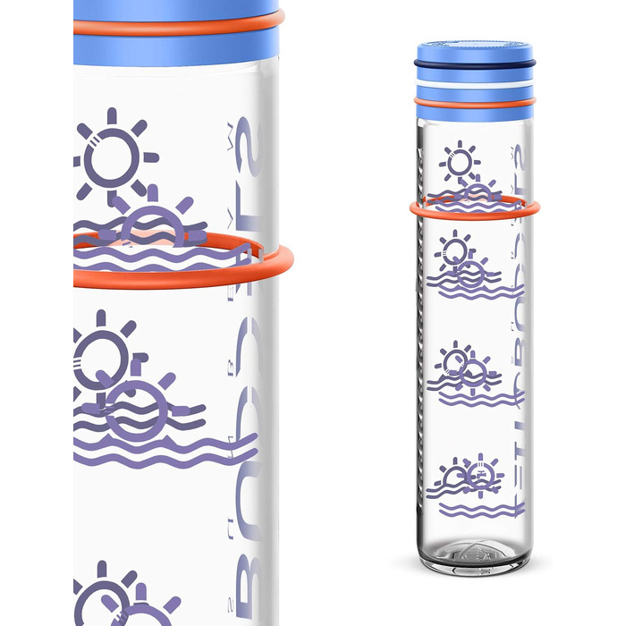 Мотиваційна пляшка для води SUNBEAM 1 л, з часом, небитка, BPA Free, для газованої води, не протікає, блакитна