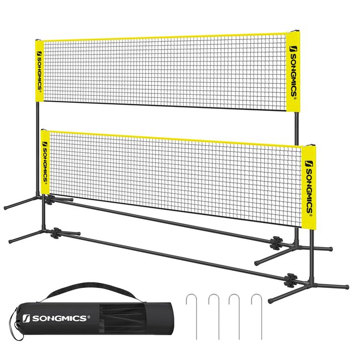 SONGMICS М'язова сітка для бадмінтону та волейболу, регульована висота, переносний набір для тенісу, пляжного волейболу, для саду, парку, на відкритому повітрі (4 м, жовта)