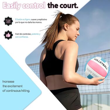 Волейбольний м'яч для пляжу та залу: м'який дотик, розмір 5, з рюкзаком та насосом, Puderblau та білий