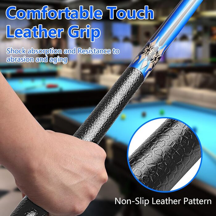 Більярдний кий 20oz, 58' професійний, 13mm вершина, для більярдного столу, 8/9 куль, синій