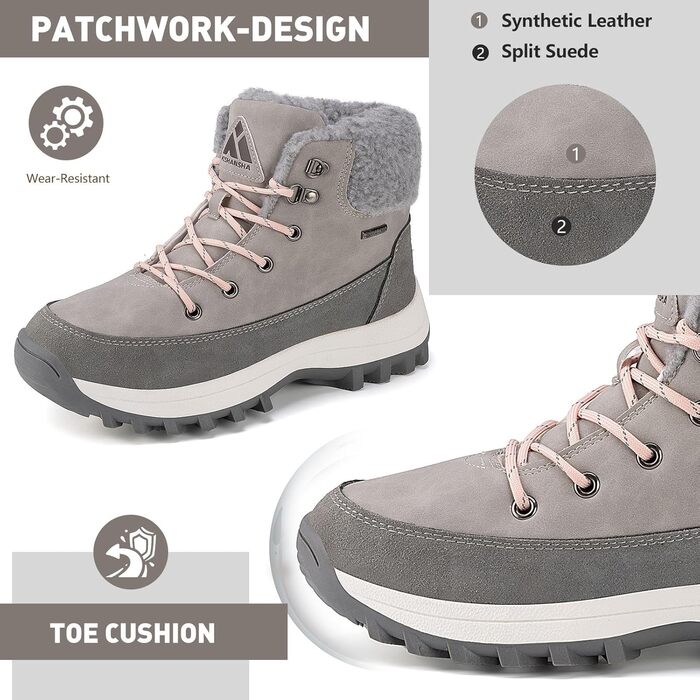 Чоботи зимові жіночі Mishansha, сірі, розмір 36-42, з підкладкою, неслизькі