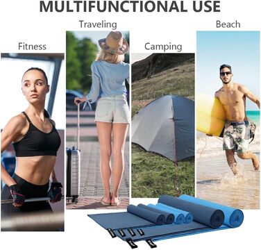 Набір рушників з мікрофібри Flintronic (3 шт.): спортивні, для подорожей, пляжні, для сауни та фітнесу. Великий (180x90 см) та 2 маленькі (80x40 см), синього кольору.