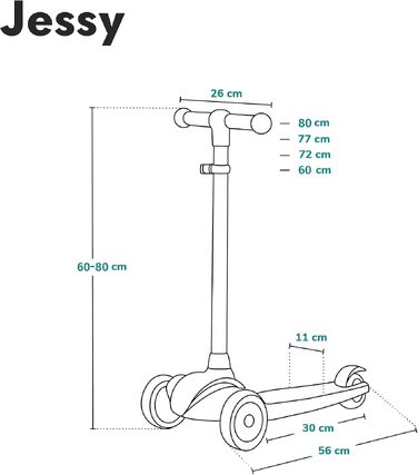 Дитячий триколісний самокат LIONELO Jessy Premium з LED-підсвіткою коліс, регульованою висотою та протиковзаючою платформою, рожевий (до 50 кг, 3+ роки)