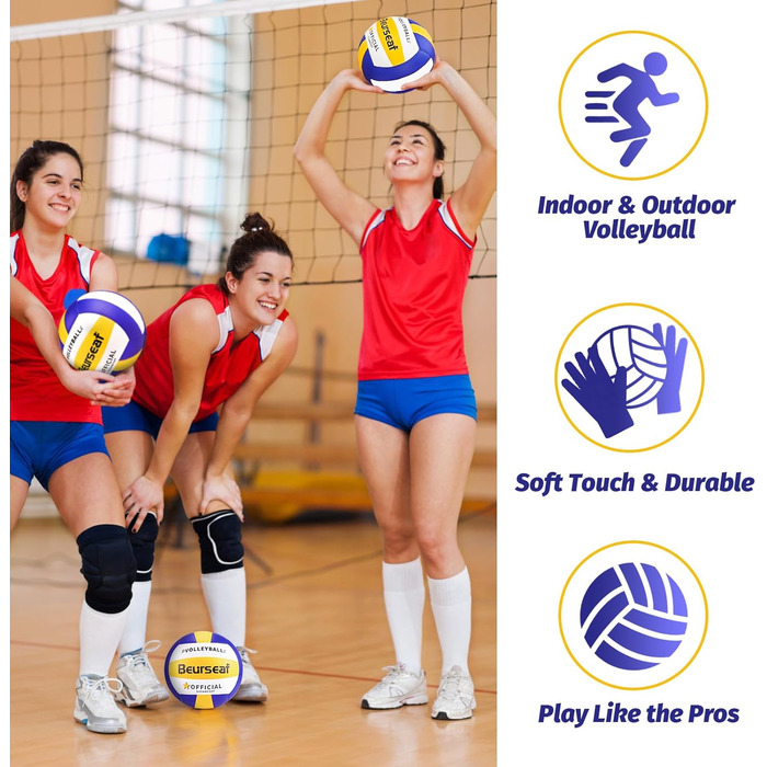 Volleyball Beurseaf: м'який дотик, пляжний волейбол, розмір 5, блакитний & жовтий