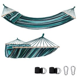 Гамак yourGEAR Kauai XXL 240x160 см з подушкою, бавовна, до 300 кг, смарагдовий/аква, для двох осіб, з кріпленням, сертифікат TÜV