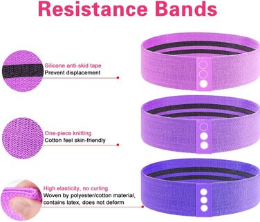 Еластичні гумки для фітнесу: набір для стегон, ніг, Pilates, йоги, силових тренувань (3 кольори: чорний, білий, сірий)