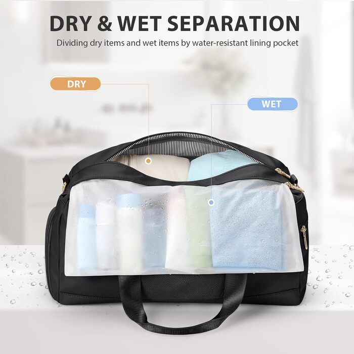 Спортивна сумка VNINE для жінок: легка, водонепроникна, для подорожей, тренувань та плавання (чорна)