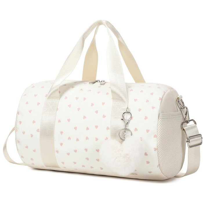 Спортивна сумка для дівчаток для балету та плавання, фіолетова (дизайн «Біле серце»)