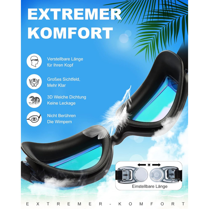 Окуляри для плавання Zerhunt для чоловіків, жінок, дітей. Антизапарні, з захистом від УФ. Окуляри для дайвінгу та водного спорту. Подарунок для чоловіків, жінок, дівчаток та хлопчиків 10+