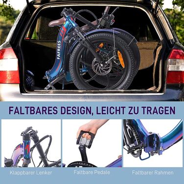 Електровелосипед Fafrees F20-Pro складаний 20 дюймів, акумулятор 36V 18Ah, фетбайк 250W для чоловіків та жінок, гірський електробайк для дорослих, швидкість 25 км/год