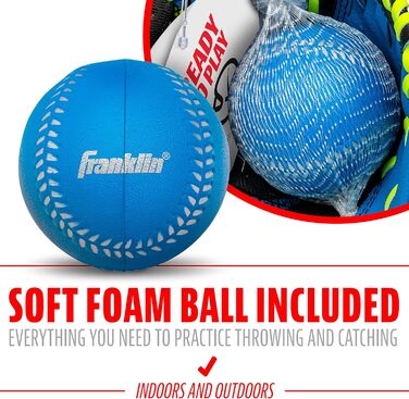 Рукавиця для бейсболу Franklin Sports Teeball (універсальна, 22.9 см) - Синє штучне шкіра, для юніорів