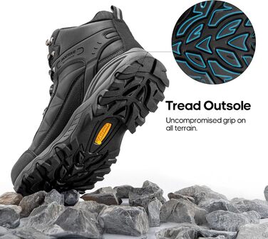 Чоловічі трекінгові черевики NORTIV 44 EU, чорні: водонепроникні, для хайкінгу, альпінізму та туризму