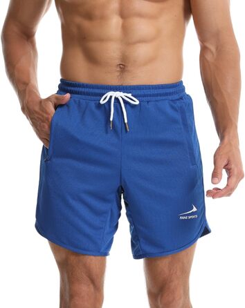 Спортивні шорти для бігу та фітнесу з блискавкою, Navy Blue (синій) з петлею для рушника (L, синій)