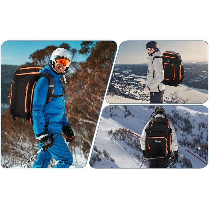 Чорний рюкзак для лиж та сноуборду HP з відділенням для шолома, 70L