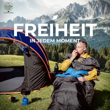 Спальний мішок HIMMELSZELT 4 сезони -5°C до +10°C, 220x85см, водонепроникний, DRYSHIELD, для кемпінгу, туризму, риболовлі, чорно-синій