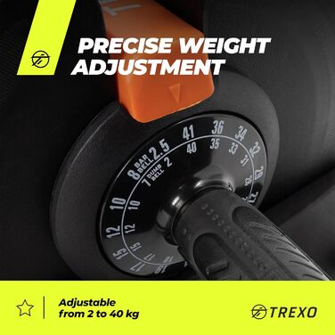 TREXO Регульований набір 2в1: гантелі та штанга 2-41 кг, залізо, ергономічна ручка, для фітнесу та силових тренувань