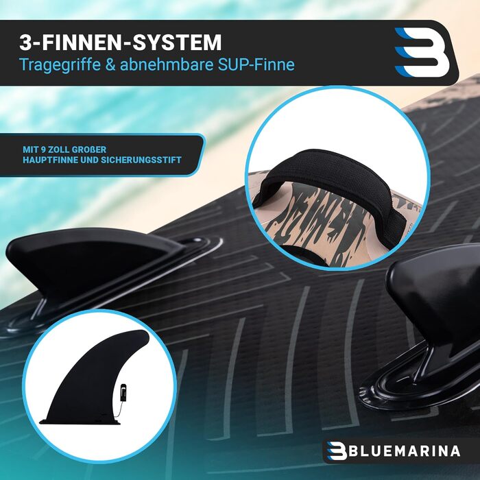 Надувна SUP-дошка Bluemarina Ariki Tiki 325x86x15 см, 5 років гарантії, комплект для сапбордингу, вантажопідйомність до 140 кг