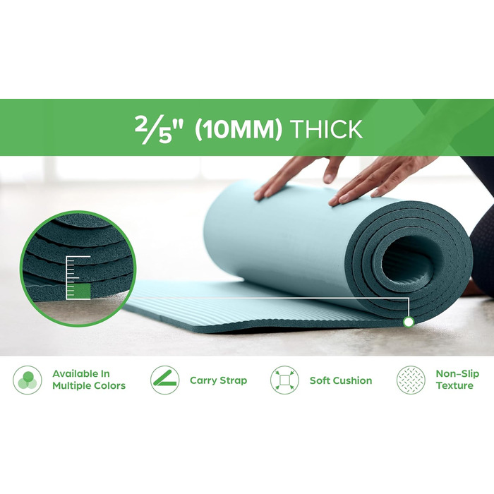 Yogamat Gaiam Essentials товстий (1 см) рожевий 183x61 см з ременем для зручного транспортування - килимок для йоги та фітнесу