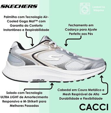 Кросівки Skechers Go Run Consistent 2.0 Volt для жінок, 39 EU, білі зі срібляними вставками, шкіряні